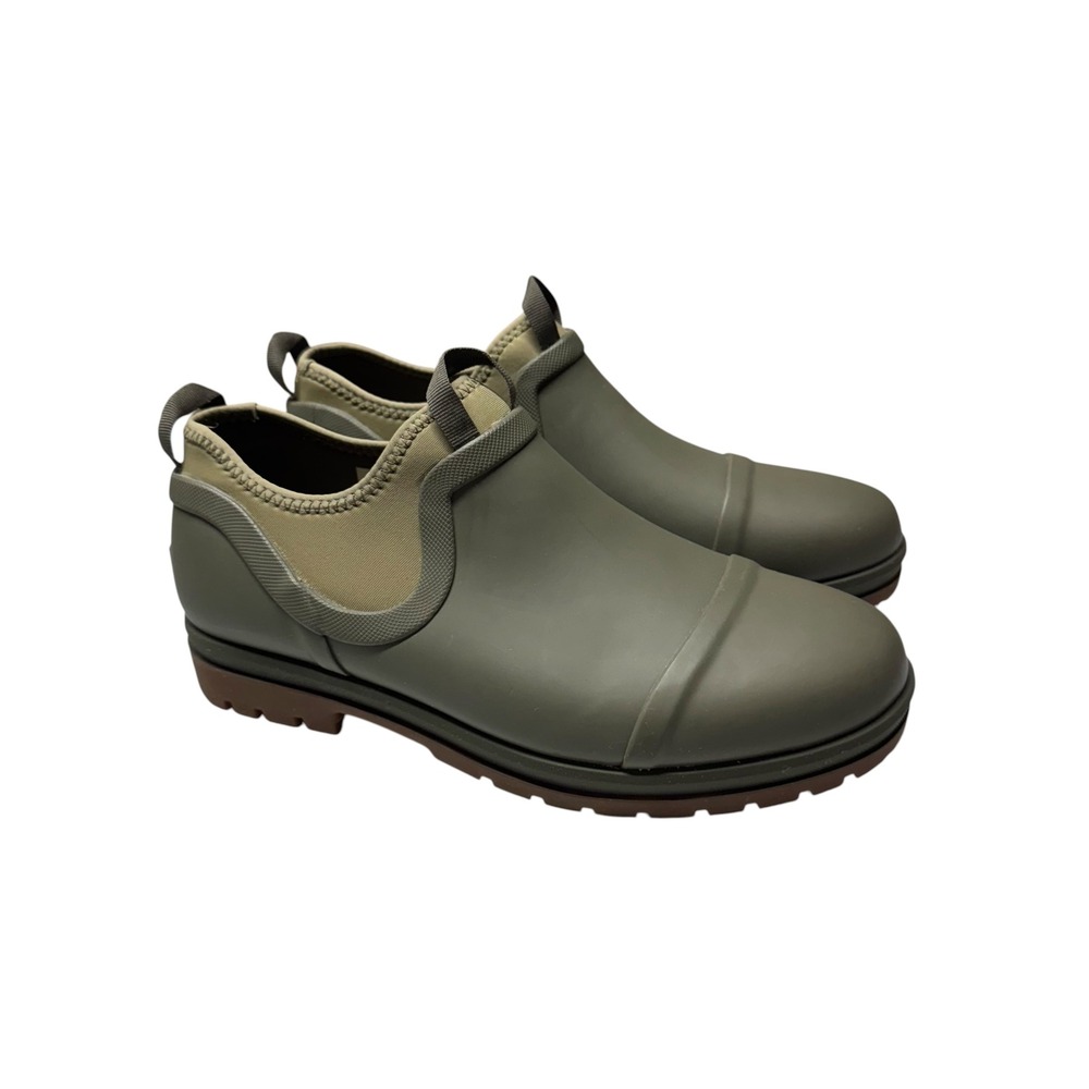 L.L.Bean Wellie Shoes Women 10 Olive Green Waterproof Slip On 515795 Utility